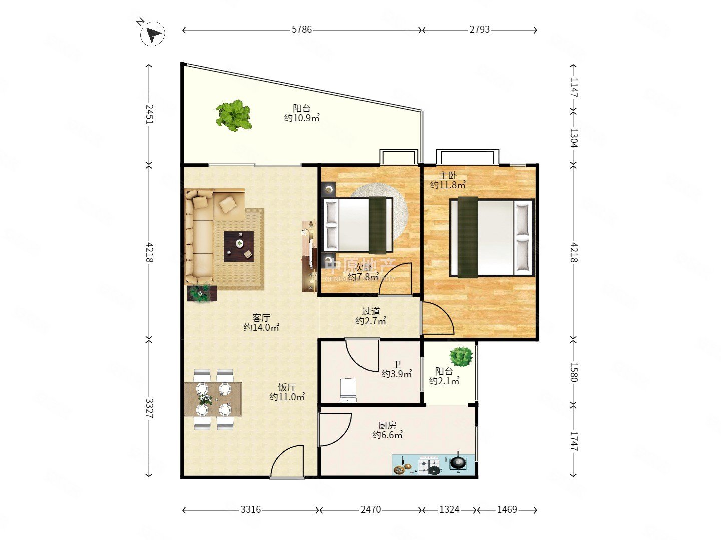 东山水恋2室2厅1卫84.05㎡东北620万