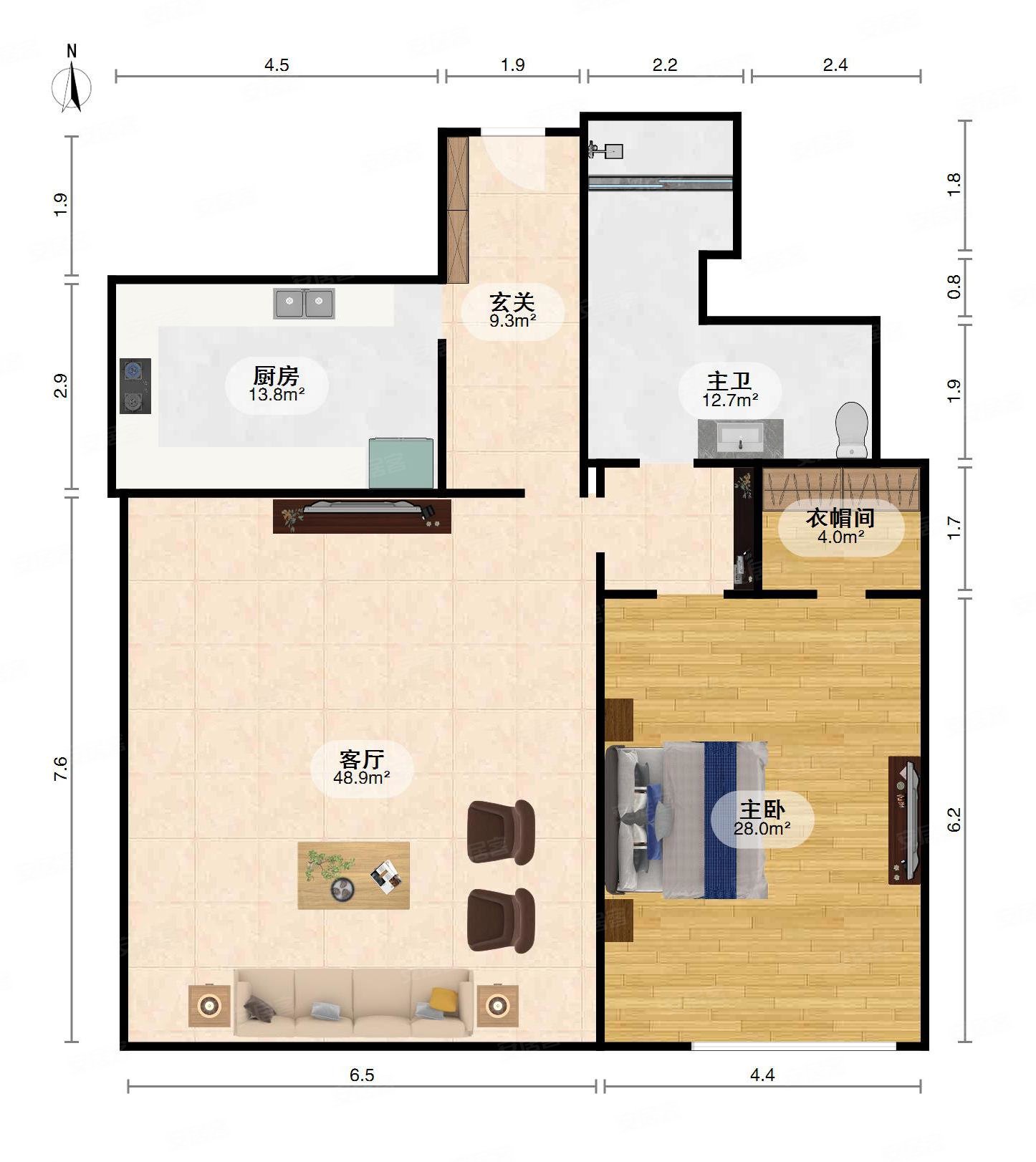 价格好谈 性价比高,梵悦108二手房,1700万,1室1厅,1卫,127平米-北京