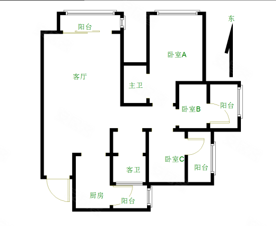 东原晴天见3室2厅2卫93.57㎡东北130万