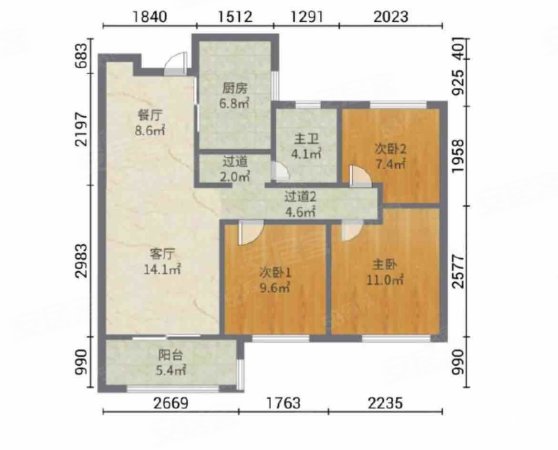 保利庭瑞阅江台3室2厅2卫109.21㎡南北158万