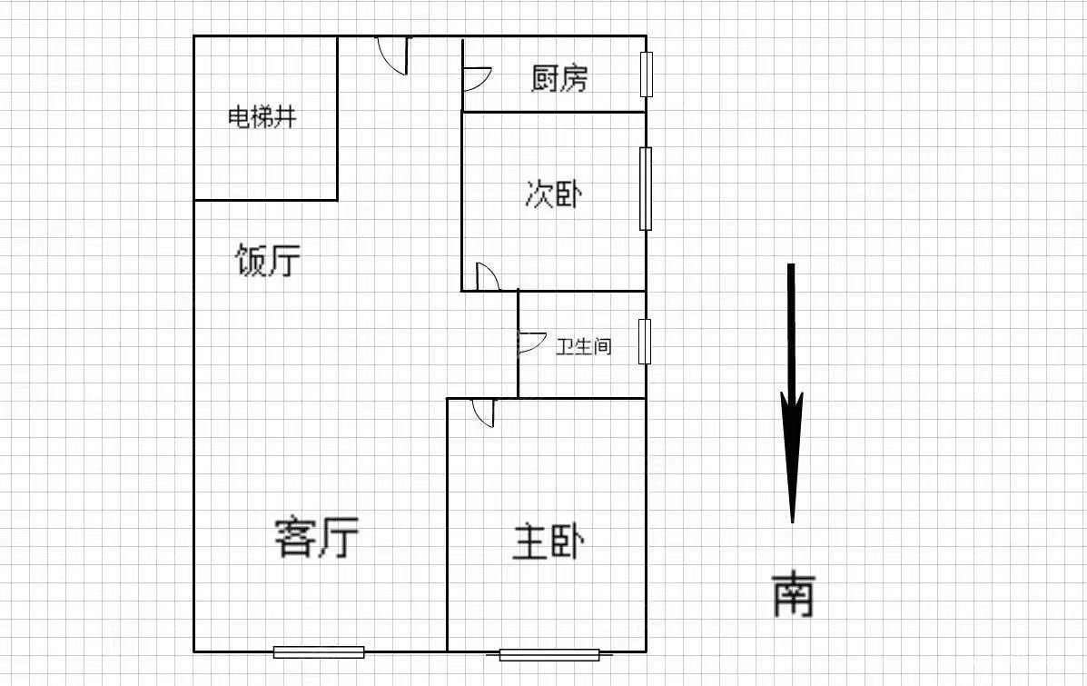 中国银行住宅2室2厅1卫85㎡南北40万