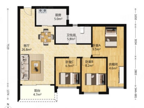 深圳南山大学城宝能城花园(东区)精致三房看山景一一真实价格一一真实