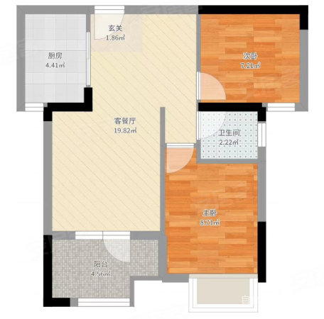 桃园雅居壹号公馆1室1厅1卫53㎡南北23.8万