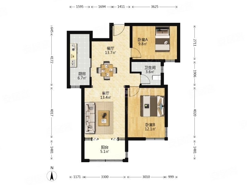 武夷k2百合湾 南向电梯两居 明厨明卫 总价低 满五年住房