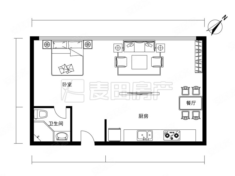 UHN国际村1室1厅1卫68㎡北499万