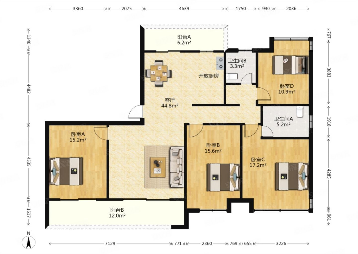 时代悦府4室2厅2卫167.48㎡南850万