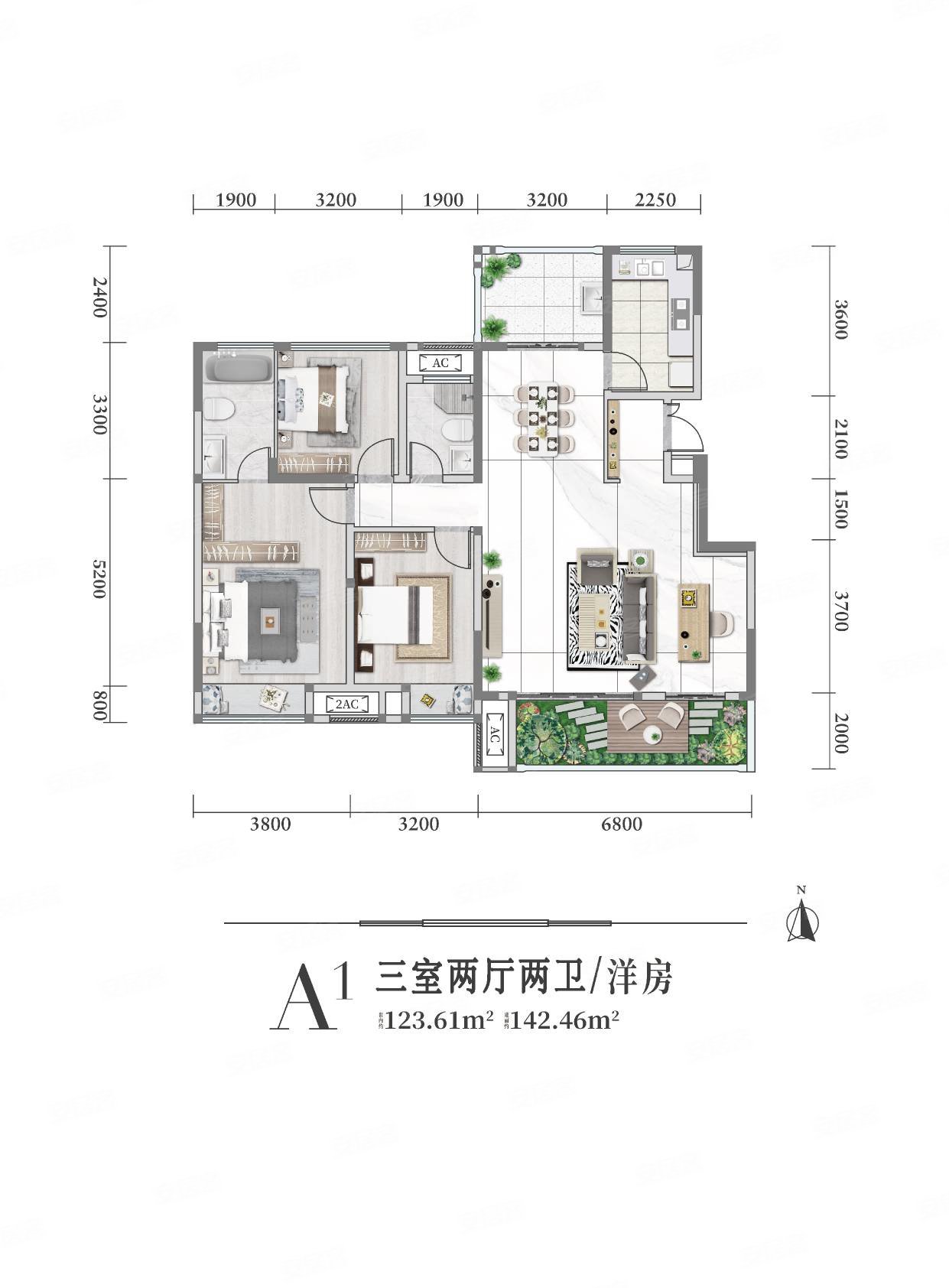 独栋别墅99新精装单层面积大观音桥北麓官邸