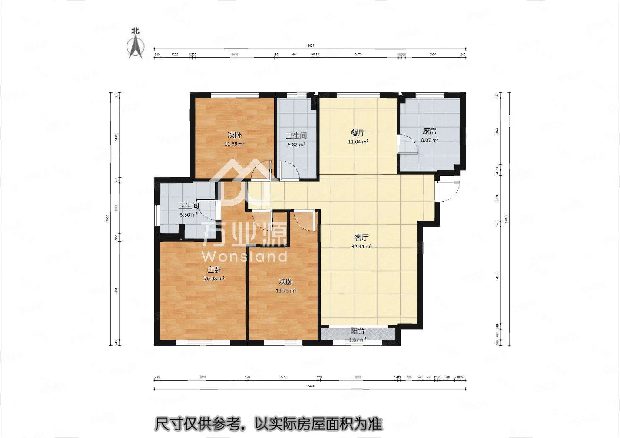 融科瀚棠丰合园(滨海)3室2厅2卫141.61㎡南北395万