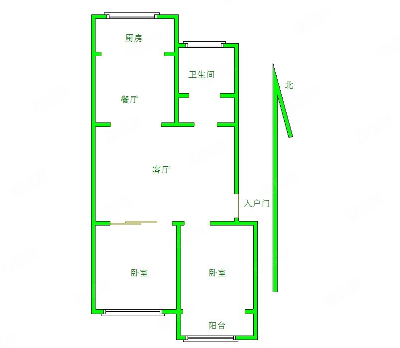 省医院宿舍(普庆路)2室2厅1卫69㎡南北37.8万