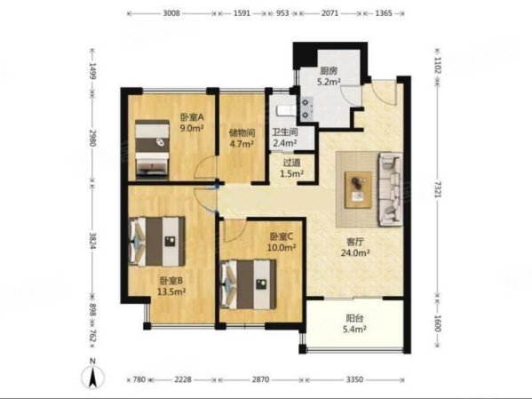 珑湾花园(一期) 精装可拎包入住 小三房 近地铁 南北通透
