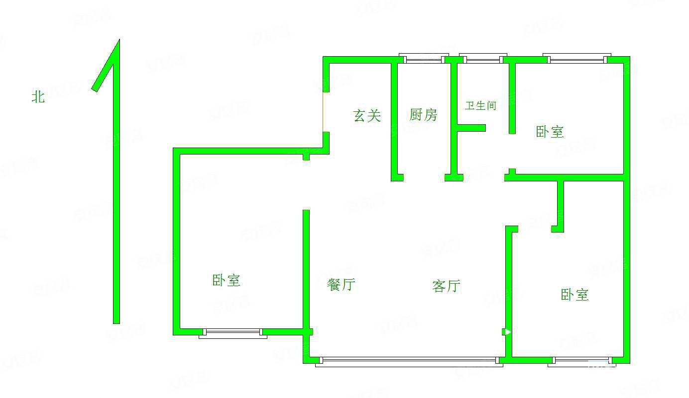 建业龙城东望3室2厅1卫110.48㎡南北95万