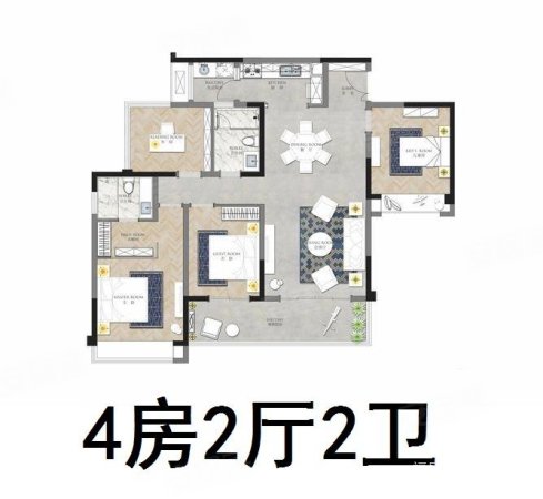 杜鹃园4室2厅3卫105㎡南北73万