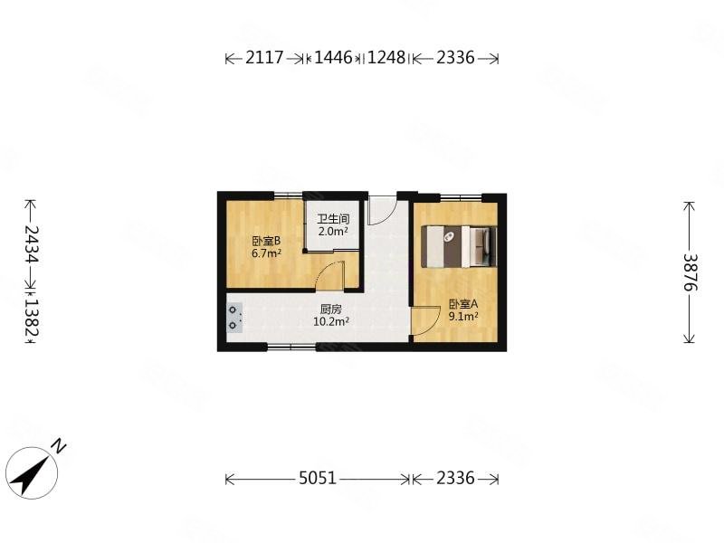 三德里(和平)2室1厅1卫33㎡南125万