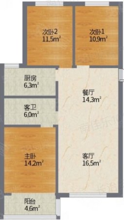 世纪新城(潞州)3室2厅1卫130㎡南北111万