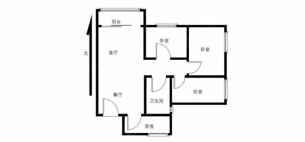 瀚林苑3室2厅1卫86.98㎡北187万