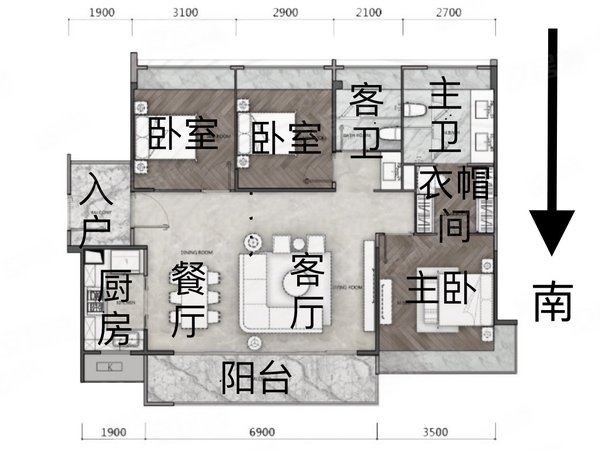 【多图】鹏瑞金玥湾,航空新城租房,鹏瑞金玥湾 3室2厅2卫 电梯房 精