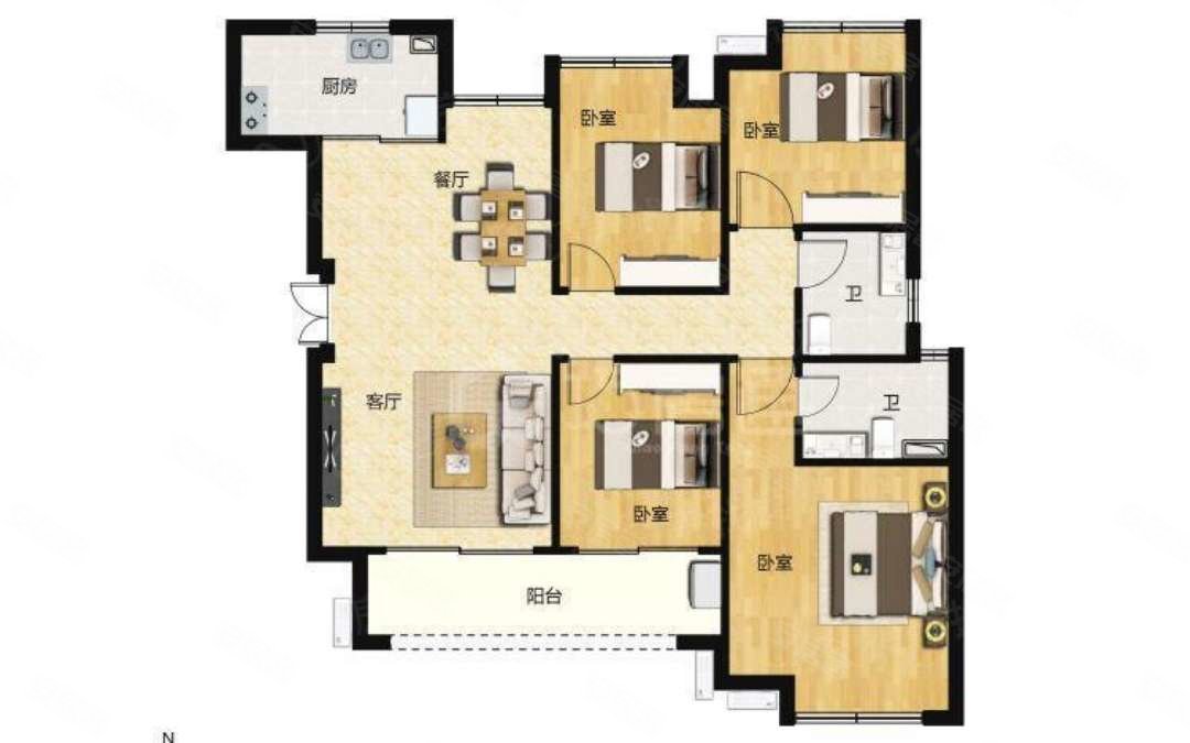 银城江畔3室2厅2卫112㎡南105万