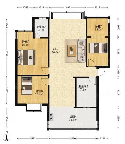 小菜园 中行宿舍 舒适三室一厅 户型方正 南北通透 急售