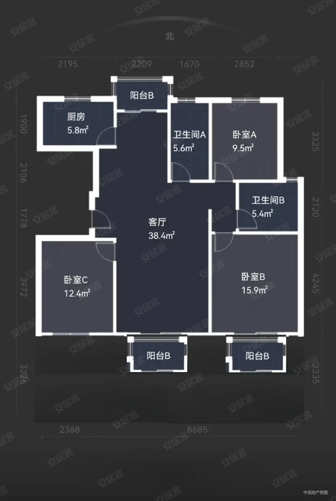 上海捷克住宅小区(公寓住宅)3室2厅2卫132.91㎡南北445万