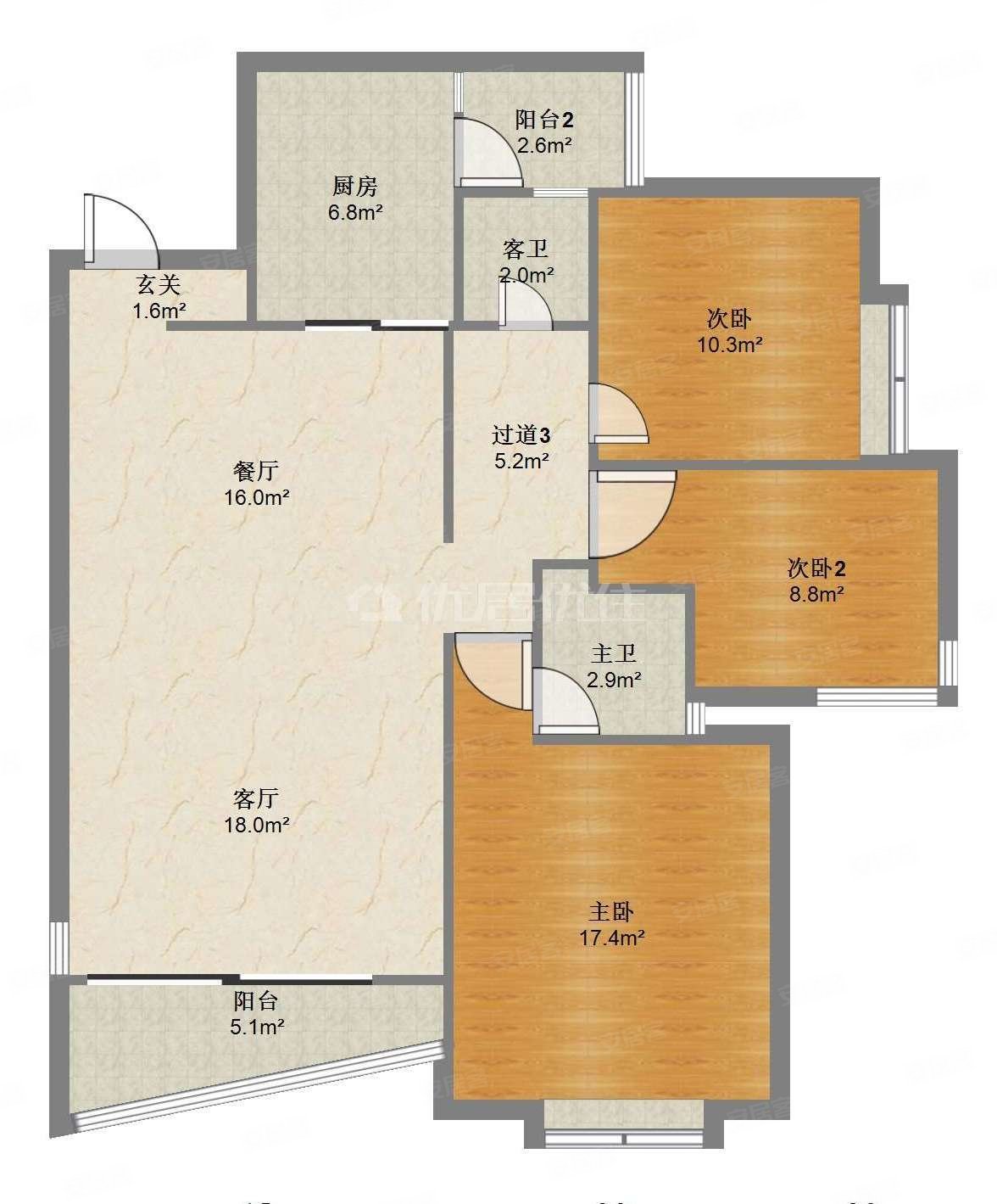 香格里拉3室2厅2卫123㎡南北138.8万