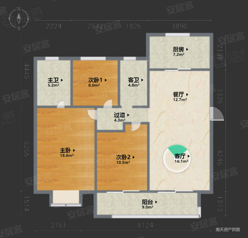 上湖城章(三期)3室2厅2卫118.58㎡南438万