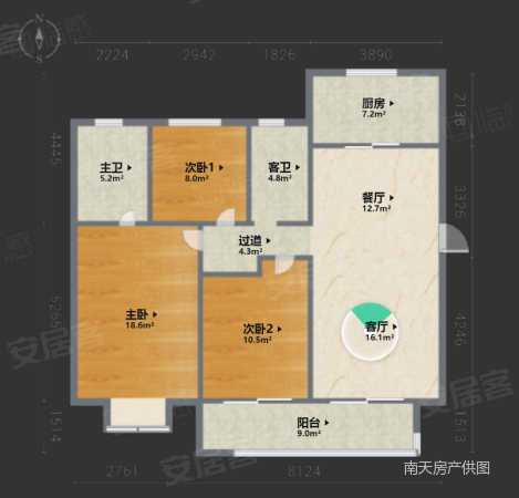 上湖城章(三期)3室2厅2卫118.58㎡南438万