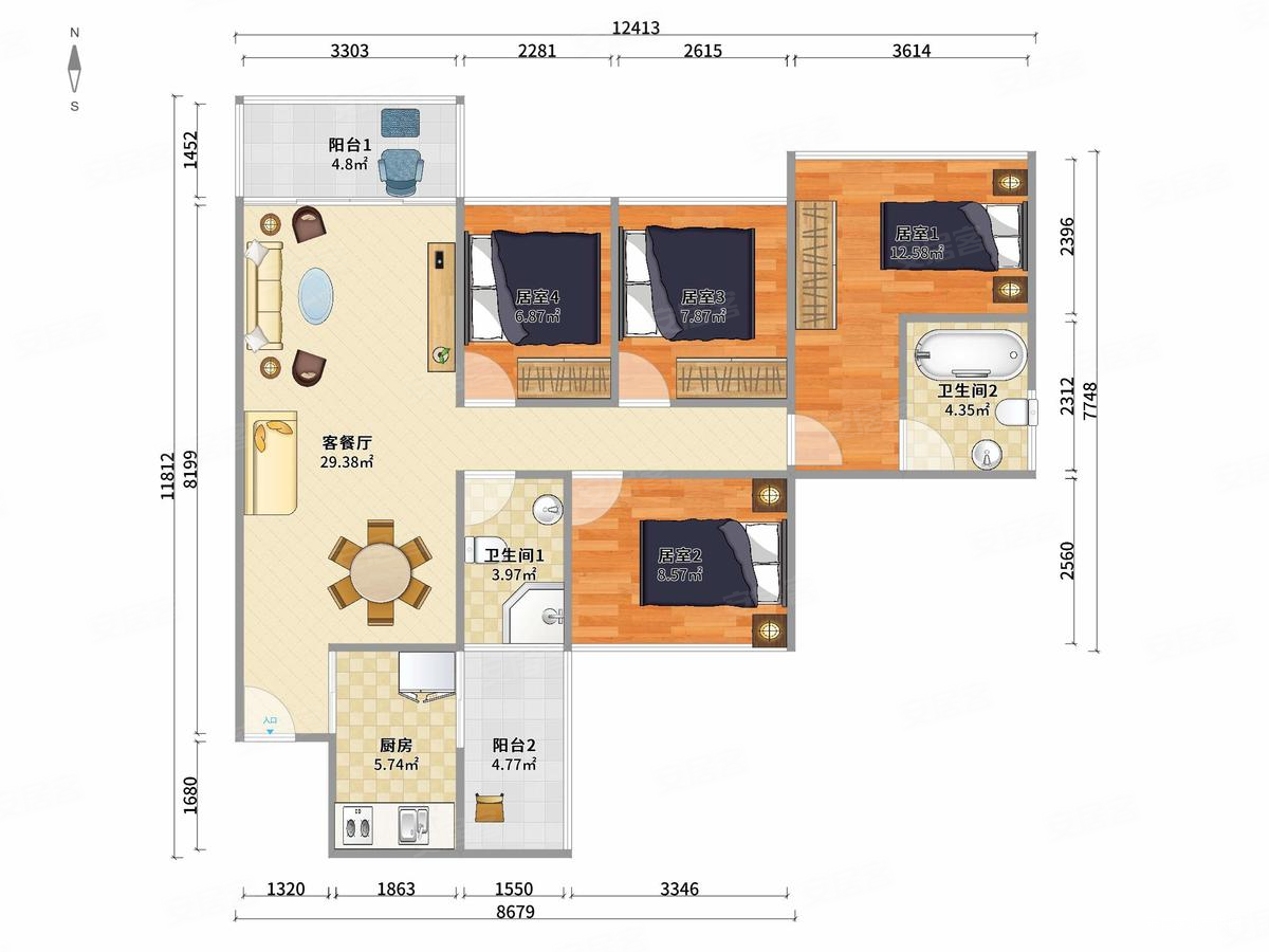 龙光玖龙台出行方向低于同户型10万南向采光好