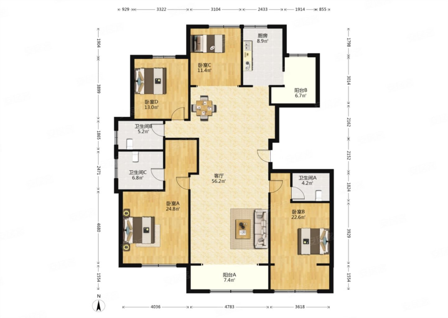 新上和平公园旁润景园著观景四居南北通透满二税费低