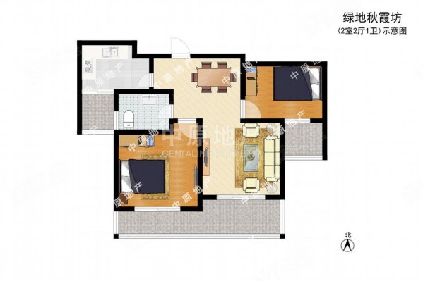 绿地秋霞坊(公寓住宅)2室2厅1卫82.19㎡南382万