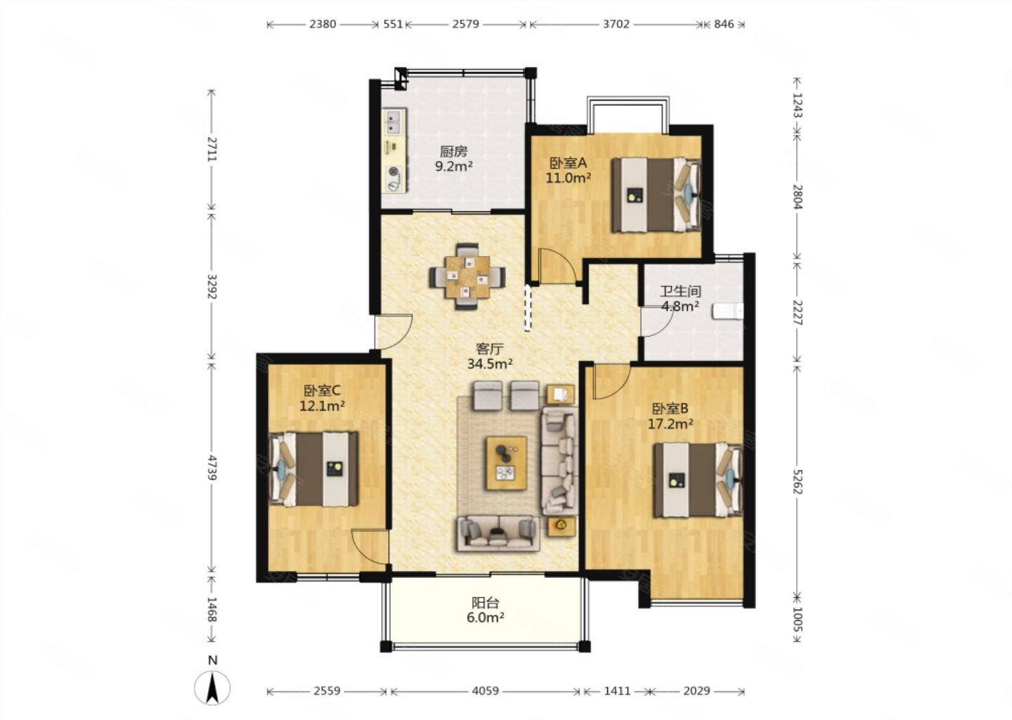 宏图上水园飞机户型中间楼层临地铁采光好