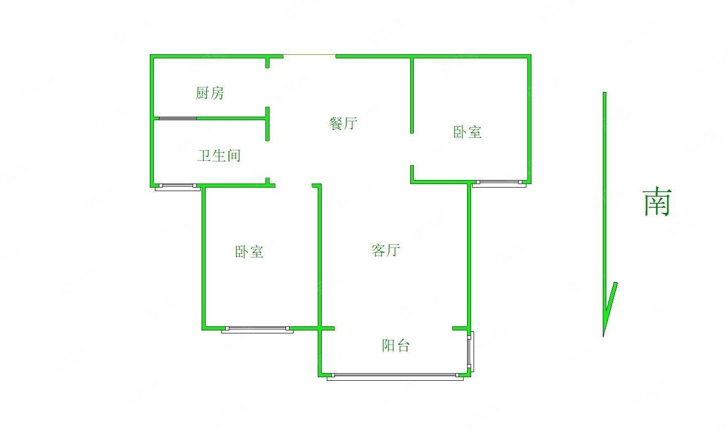 香榭里兰沁苑2室2厅1卫84㎡南北59.8万