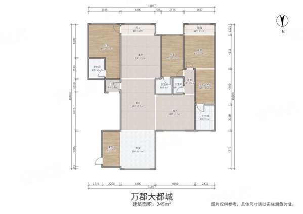 万郡大都城3室3厅4卫245㎡南北171万