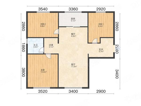 万科西庐学韵园 3室2厅1卫 电梯房 精装修97平米,西青租房-天津58安居