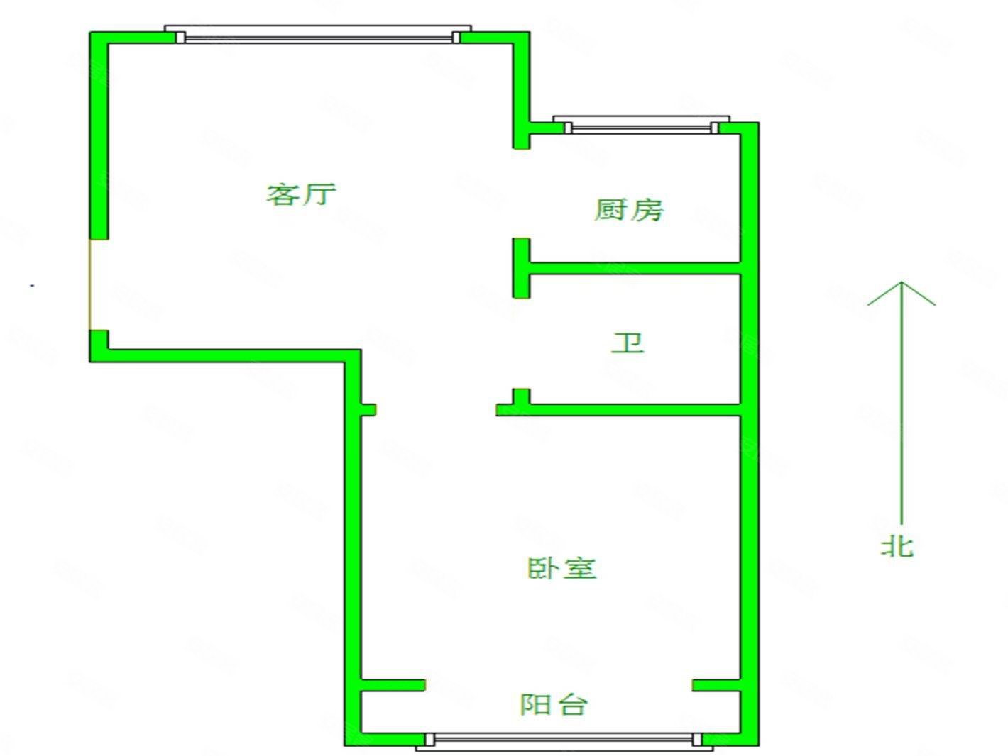 大儒世家1室1厅1卫53㎡南北43.8万