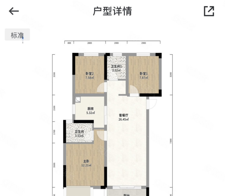 保利东郡3室2厅2卫105.62㎡南北70万