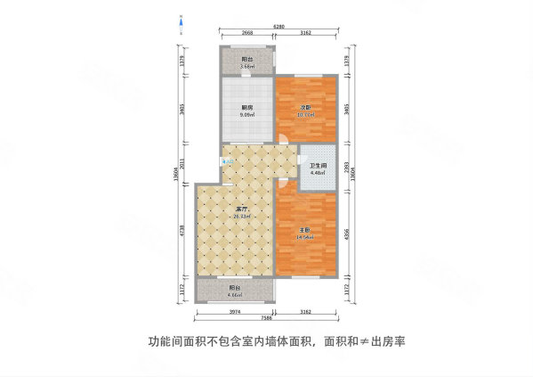 盛仓新苑青翠园2室1厅1卫88.39㎡南90万