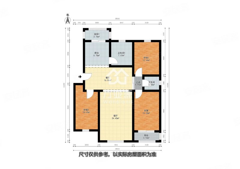 福安里(大港)3室2厅2卫133.8㎡南北128万