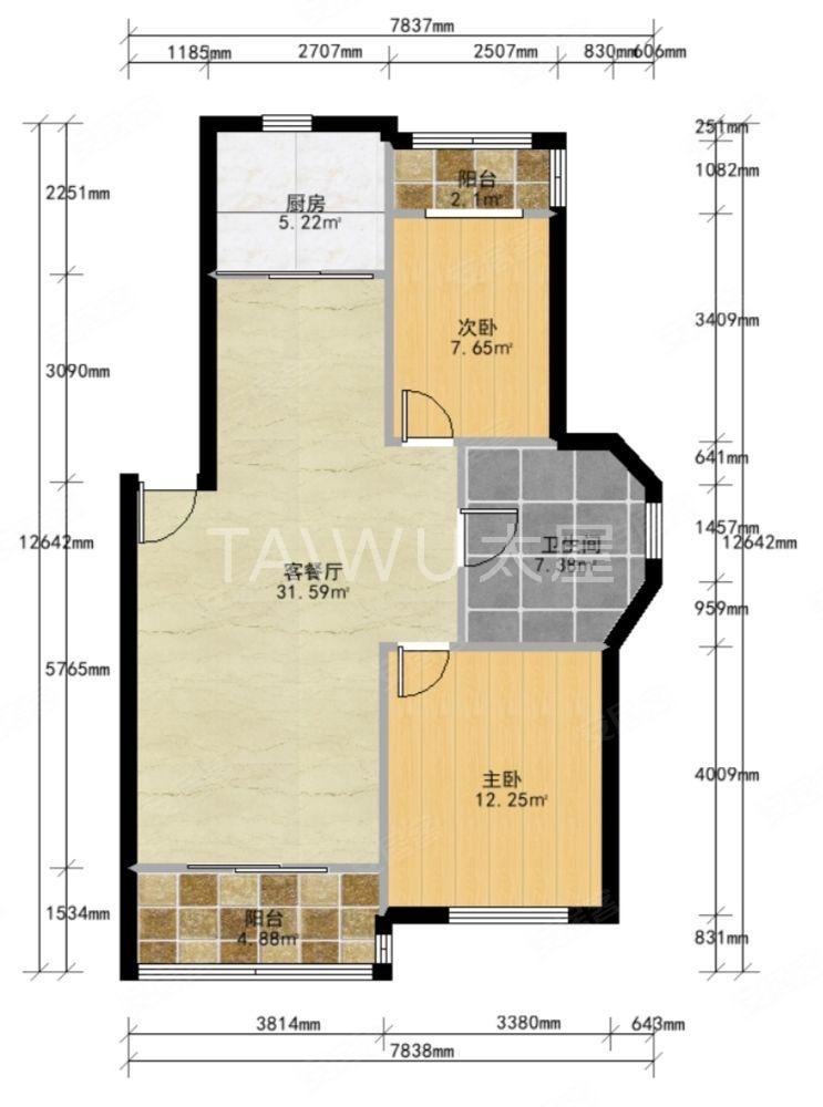 金港花园(一期公寓住宅)2室2厅1卫90.91㎡南320万