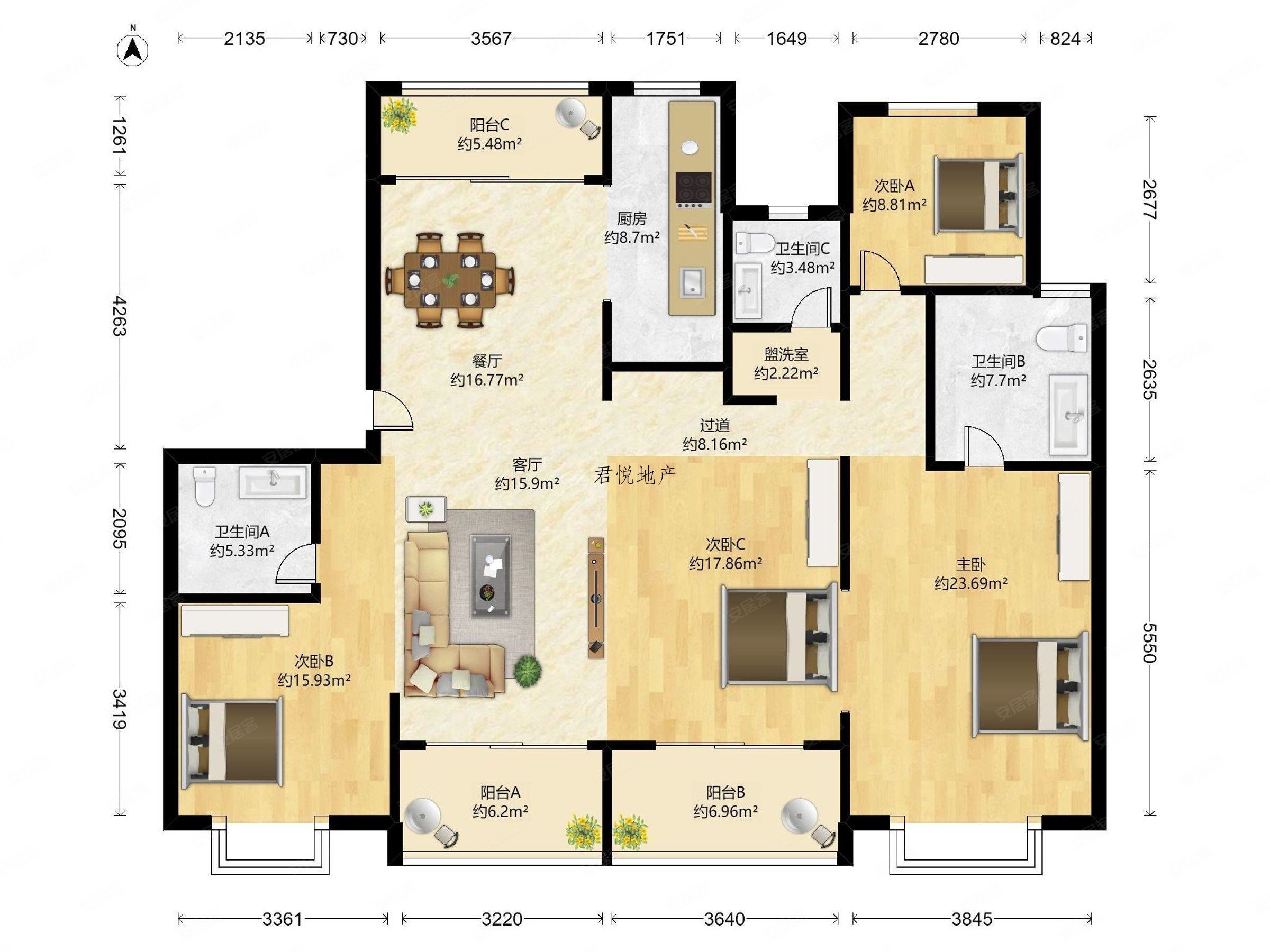 (价格可谈)洋房4开间朝南2车位,户型格局整齐,南北通通性好