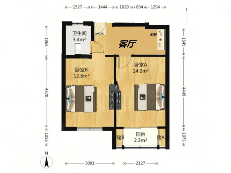 天山二村(110-150号)2室1厅1卫60㎡南418万