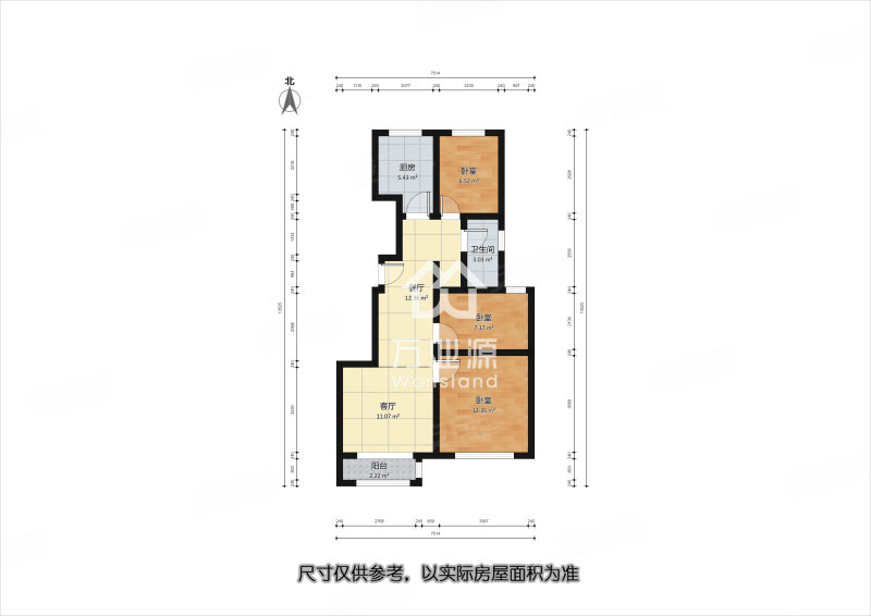 滨旅景熙3室2厅1卫94.02㎡南北108万