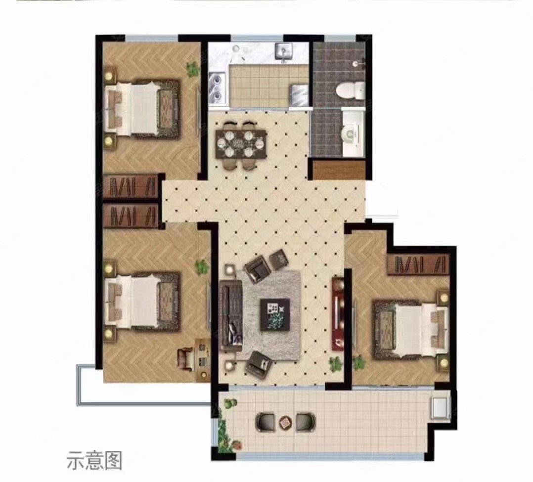 安泰未来城3室2厅1卫106㎡南北86万