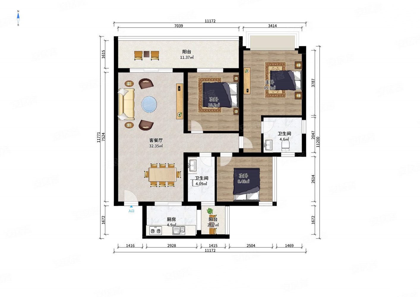 出售雍景苑清水套三双卫 好楼层正朝南采光好 只要70万了
