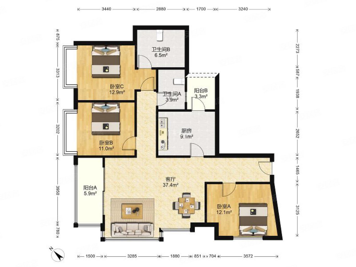 武汉天地御江苑双卫格局精装好房满二近医院交通便利