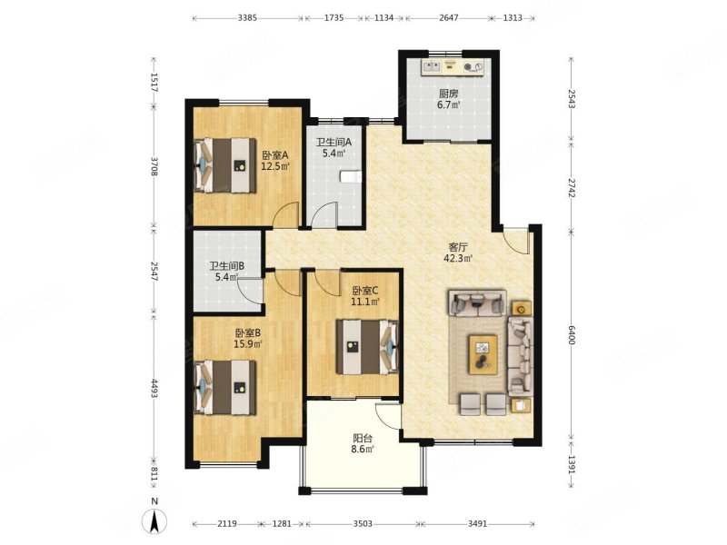 御水湾(东区)二手房,399万,3室2厅,2卫,125.39平米-南京安居客