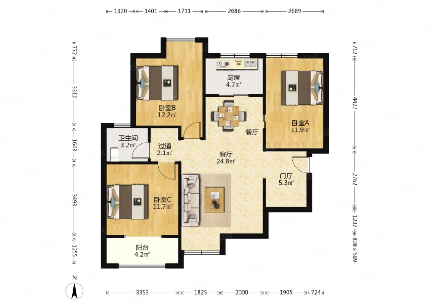城市锦上精装可拎包入住刚需小三居近地铁中间楼层