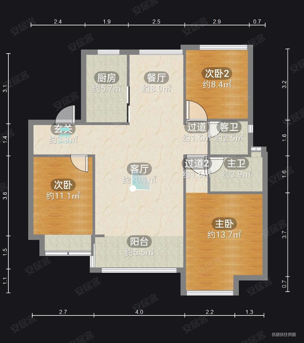 中国摩香山花园3室2厅2卫103㎡南95万