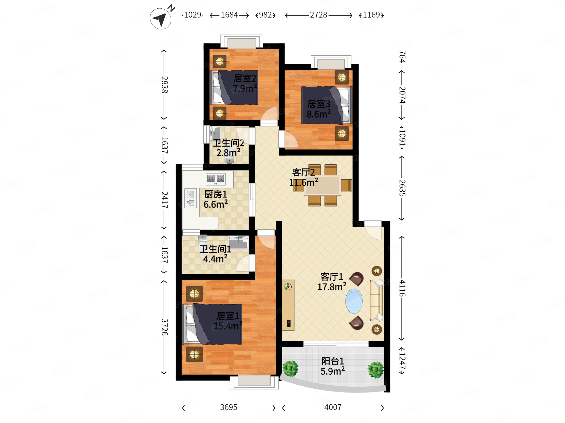 满庭芳东南向三房满五急售税费少