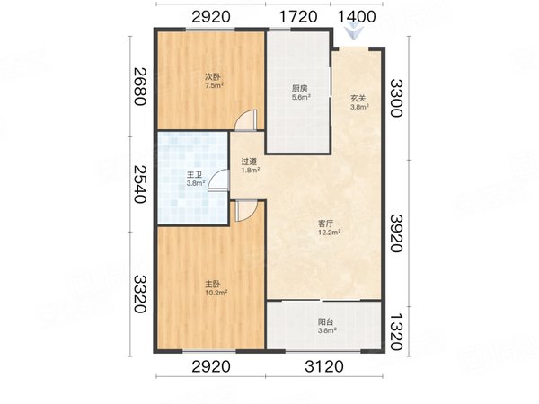 2室1厅1卫  电梯房 精装修75平米出租房源真实图片