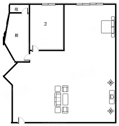 广州天河岗顶明轩大厦明轩大厦 1室1厅1卫 配套齐全 47平 精装修出租